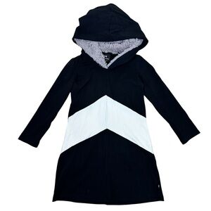 Llum Girls Black and White Furry Hooded Dress